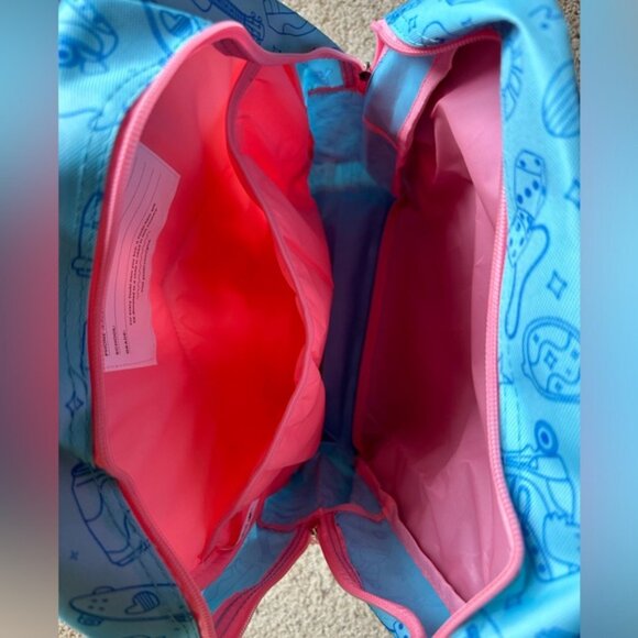 NEW Blue Pink Graphic Large 12" laptop tablet backpack book bag with keychain - Picture 3 of 7